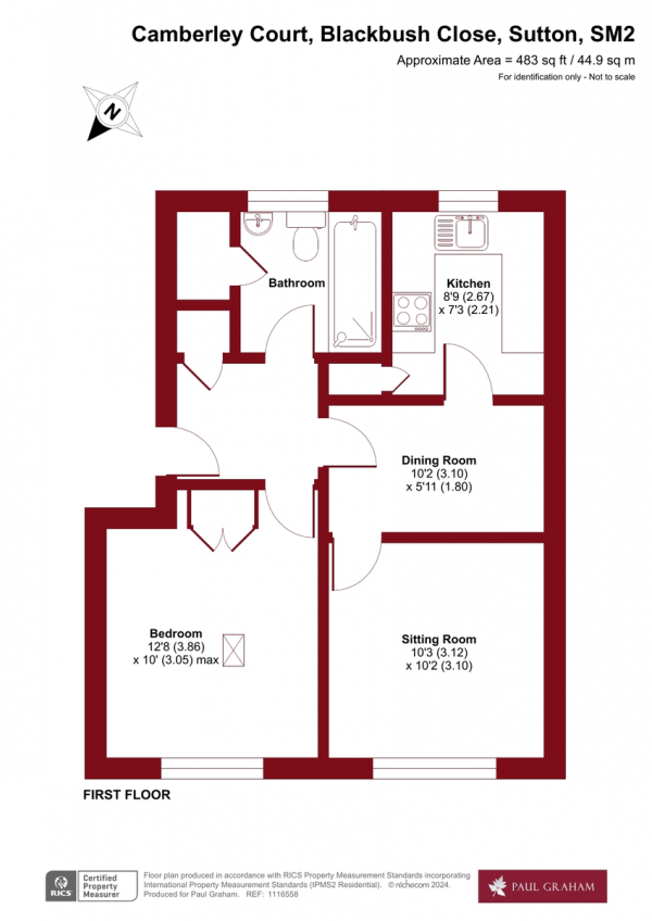 Floor Plan Image for 1 Bedroom Flat for Sale in Blackbush Close, Sutton