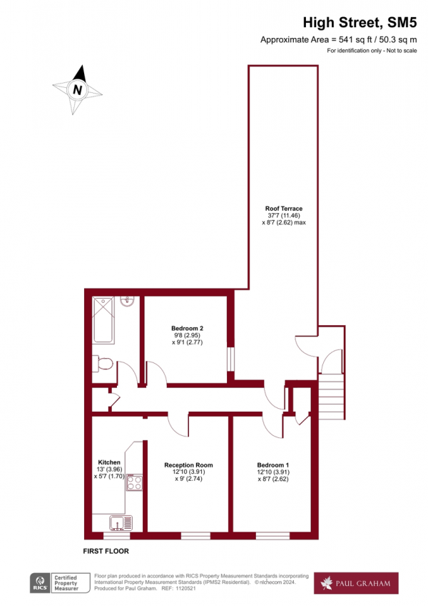 Floor Plan for 2 Bedroom Apartment for Sale in High Street, Carshalton, SM5, 3AG - Guide Price &pound300,000