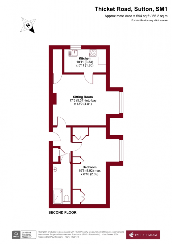 Floor Plan Image for 1 Bedroom Flat for Sale in Thicket Road, Sutton