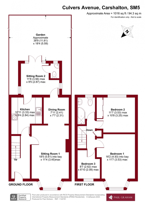 Floor Plan Image for 3 Bedroom Terraced House for Sale in Culvers Avenue, Carshalton