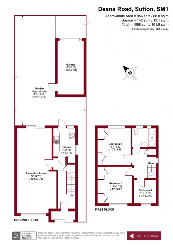 Floor Plan Image for 3 Bedroom End of Terrace House for Sale in Deans Road, Sutton