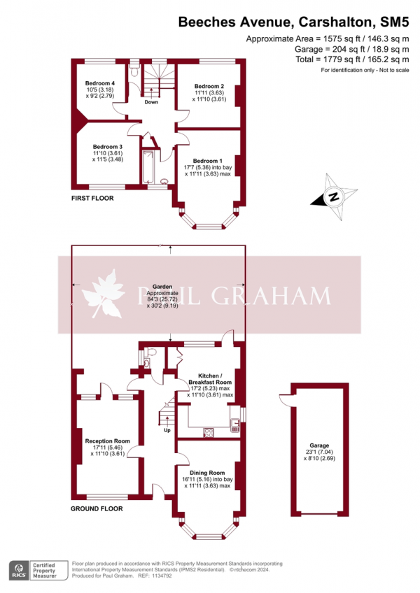 Floor Plan for 4 Bedroom Semi-Detached House for Sale in Beeches Avenue, Carshalton, SM5, 3LW - Guide Price &pound865,000