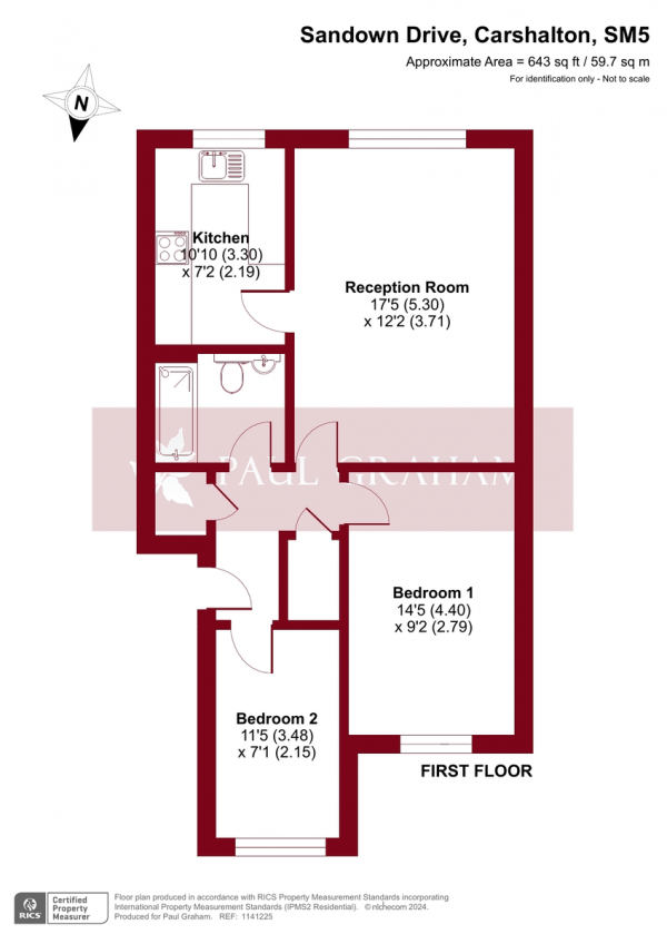 Floor Plan Image for 2 Bedroom Flat for Sale in Sandown Drive, Carshalton