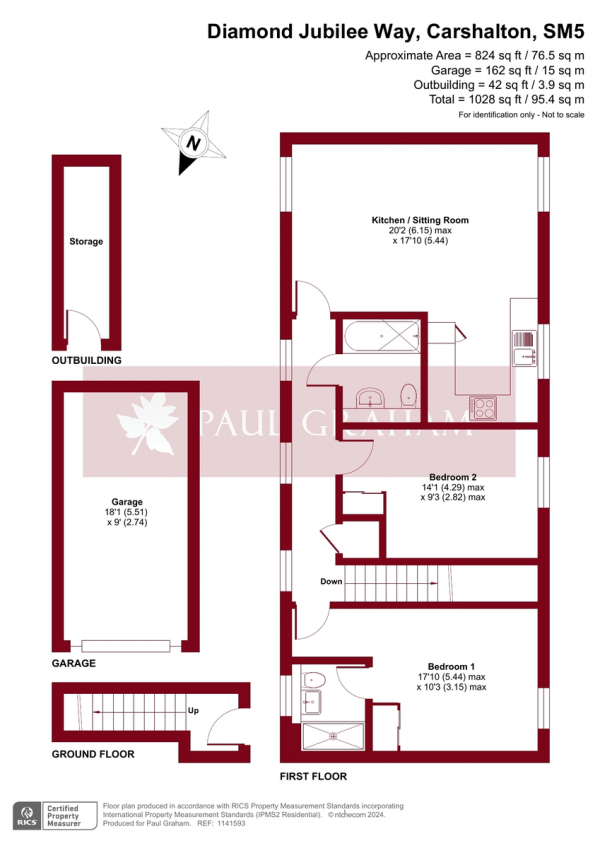 Floor Plan for 2 Bedroom Apartment for Sale in Diamond Jubilee Way, Carshalton, SM5, 4AS - Guide Price &pound380,000