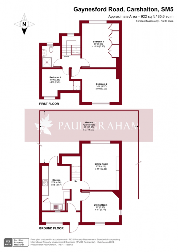 Floor Plan Image for 3 Bedroom Semi-Detached House for Sale in Gaynesford Road, Carshalton