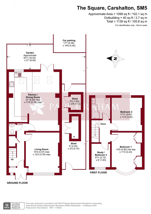 Floor Plan Image for 3 Bedroom End of Terrace House for Sale in The Square, Carshalton