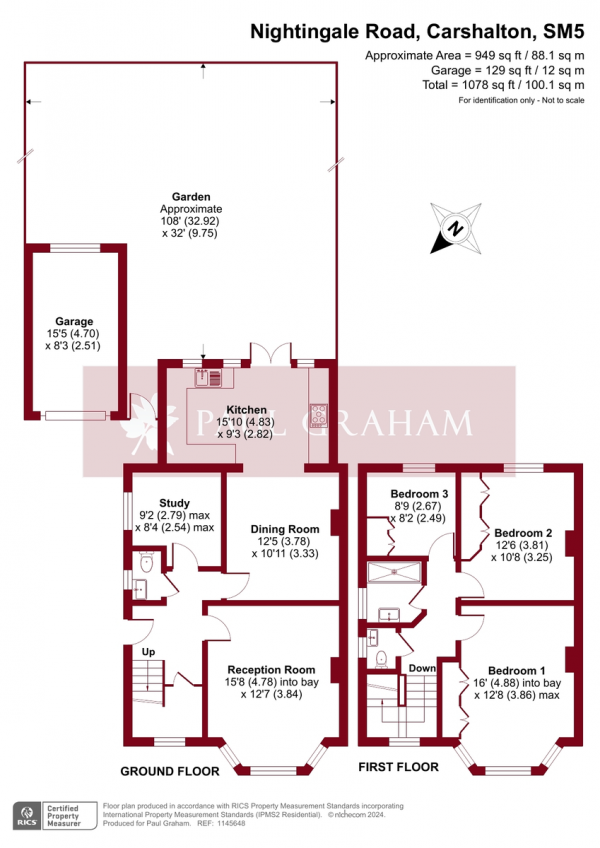 Floor Plan for 3 Bedroom Semi-Detached House for Sale in Nightingale Road, Carshalton, SM5, 2EL - Guide Price &pound600,000