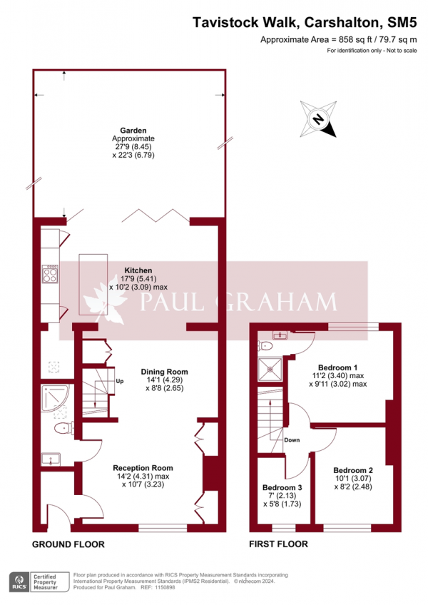 Floor Plan Image for 3 Bedroom End of Terrace House for Sale in Tavistock Walk, Carshalton