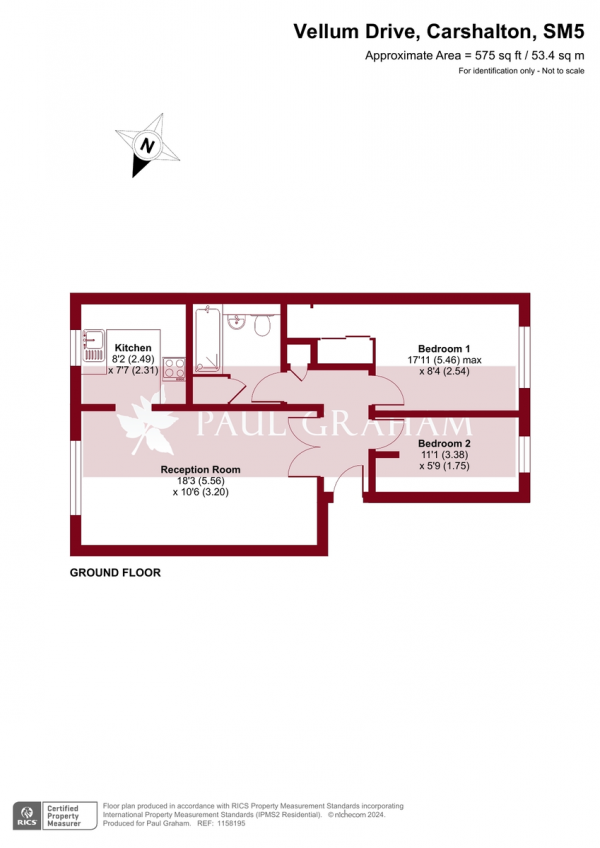 Floor Plan Image for 2 Bedroom Ground Flat for Sale in Vellum Drive, Carshalton