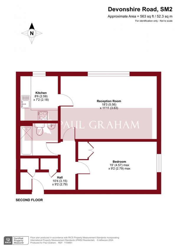 Floor Plan Image for 1 Bedroom Flat for Sale in Devonshire Road, Sutton