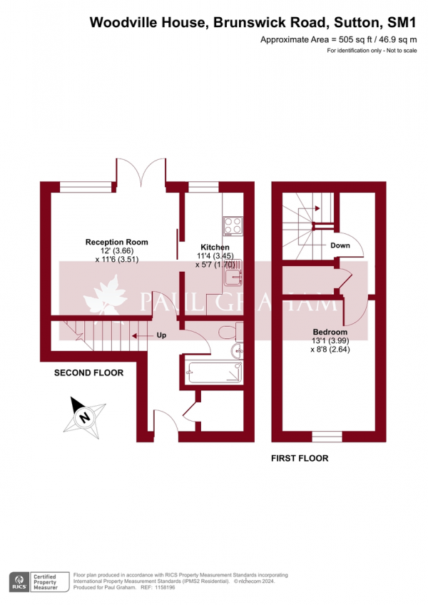 Floor Plan Image for 1 Bedroom Maisonette for Sale in Woodville House, Brunswick Road