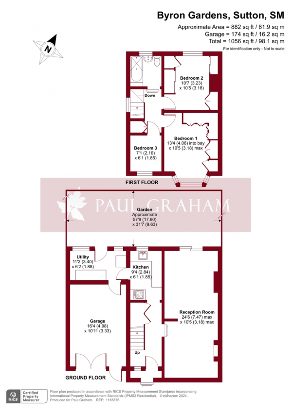 Floor Plan Image for 3 Bedroom Semi-Detached House for Sale in Byron Gardens, Sutton