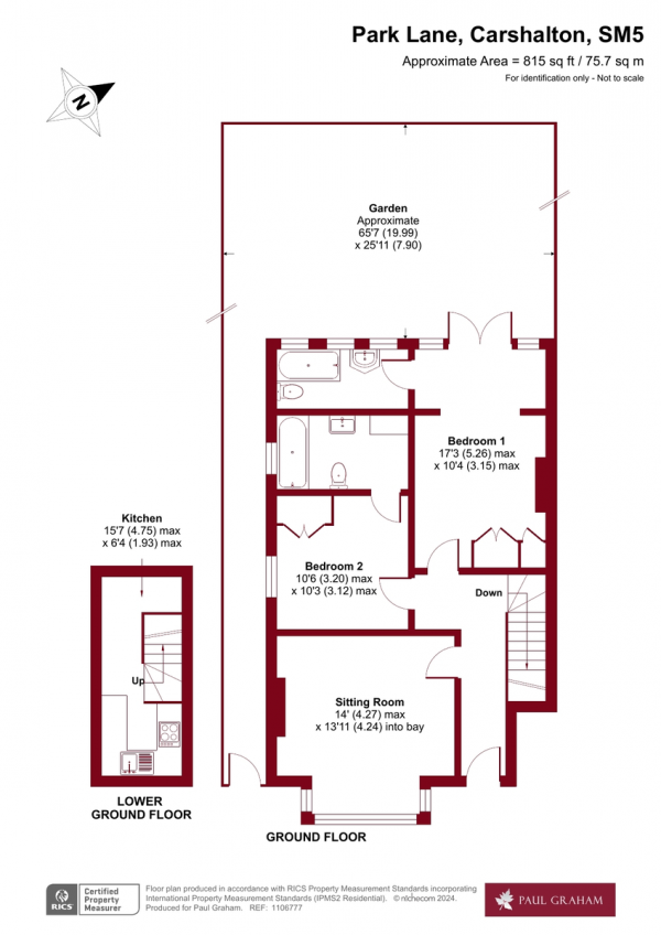 Floor Plan Image for 2 Bedroom Ground Maisonette for Sale in Park Lane, Carshalton