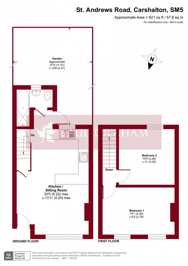 Floor Plan Image for 2 Bedroom End of Terrace House for Sale in St. Andrews Road, Carshalton