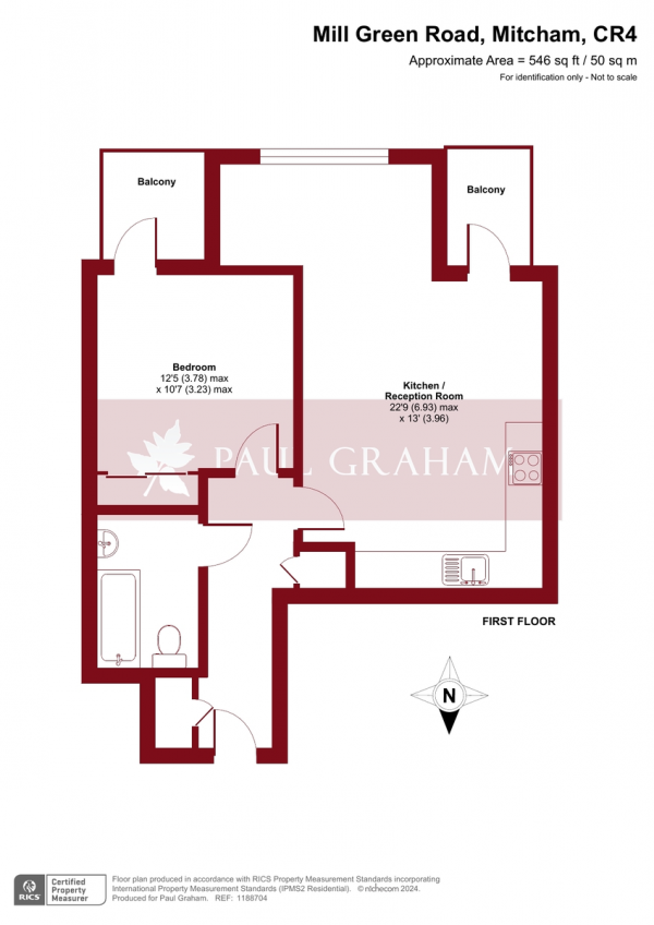 Floor Plan Image for 1 Bedroom Apartment for Sale in Mill Green Road, Mitcham/Hackbridge