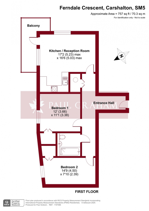 Floor Plan Image for 2 Bedroom Apartment for Sale in Ferndale Crescent, Carshalton