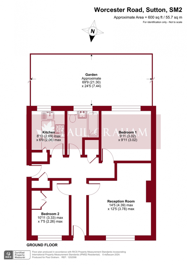 Floor Plan Image for 2 Bedroom Ground Maisonette for Sale in Worcester Road, Sutton