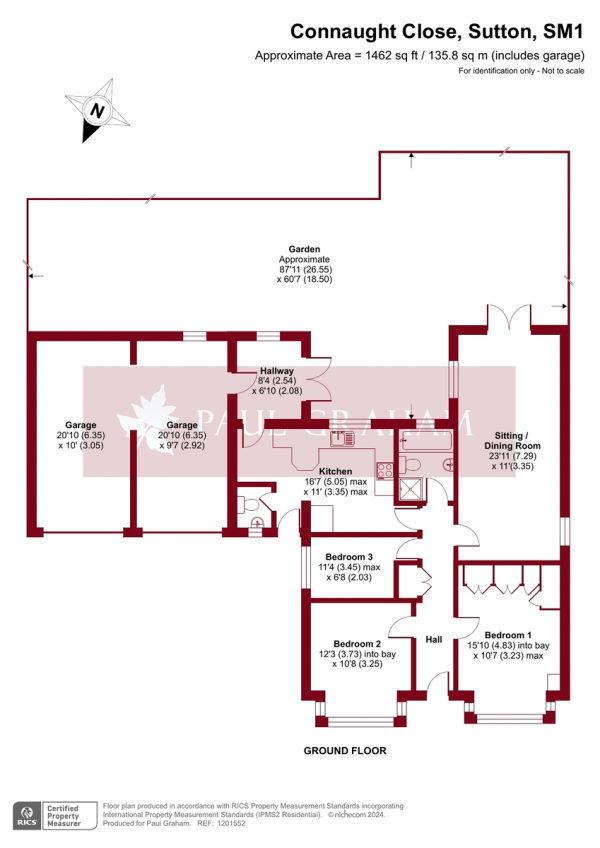 Floor Plan Image for 3 Bedroom Detached Bungalow for Sale in Connaught Close, Sutton