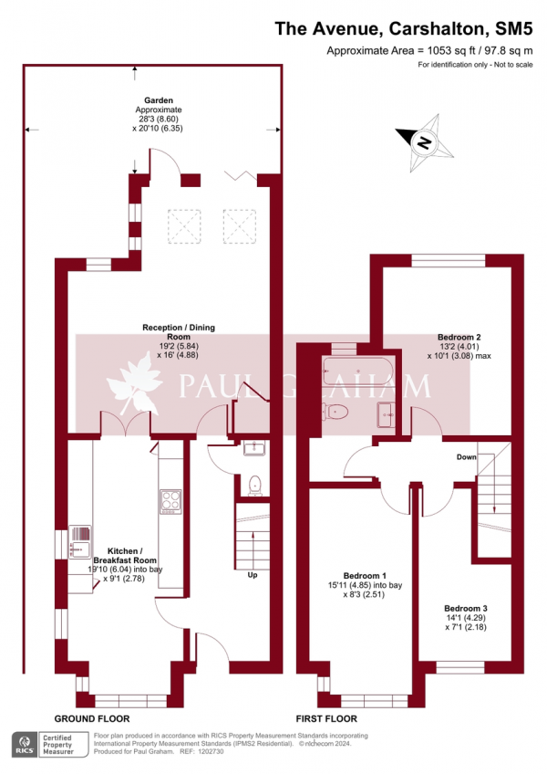 Floor Plan for 3 Bedroom Semi-Detached House for Sale in The Avenue, Carshalton, SM5, 4LD - Guide Price &pound625,000