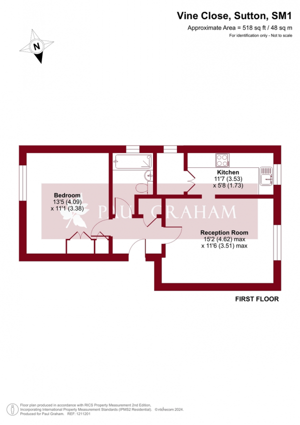 Floor Plan Image for 1 Bedroom Flat for Sale in Vine Close, Sutton