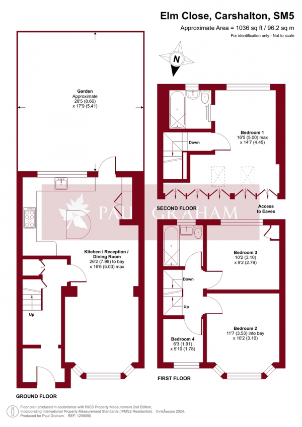 Floor Plan Image for 4 Bedroom Terraced House for Sale in Elm Close, Carshalton