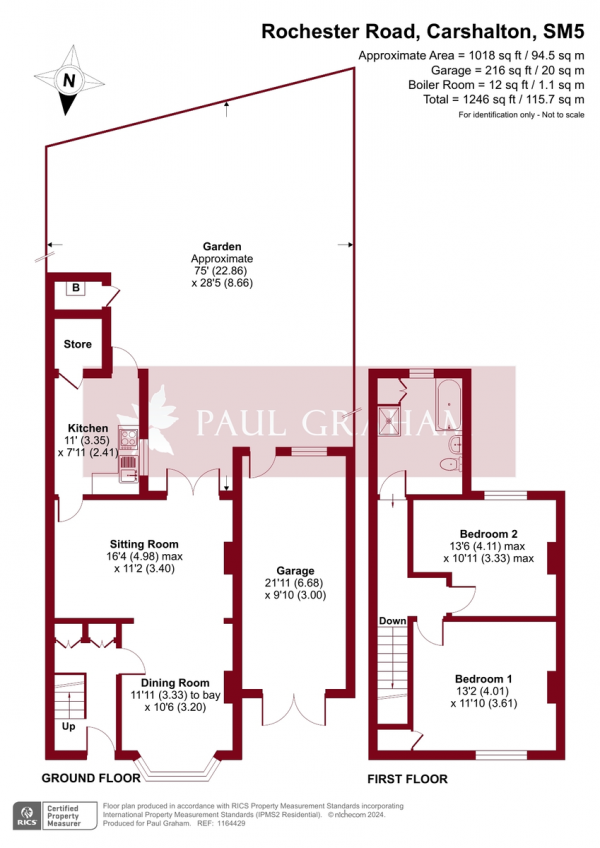 Floor Plan Image for 2 Bedroom End of Terrace House for Sale in Rochester Road, Carshalton