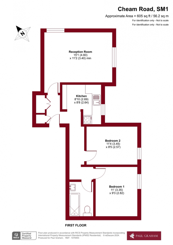 Floor Plan Image for 2 Bedroom Apartment for Sale in Cheam Road, Sutton