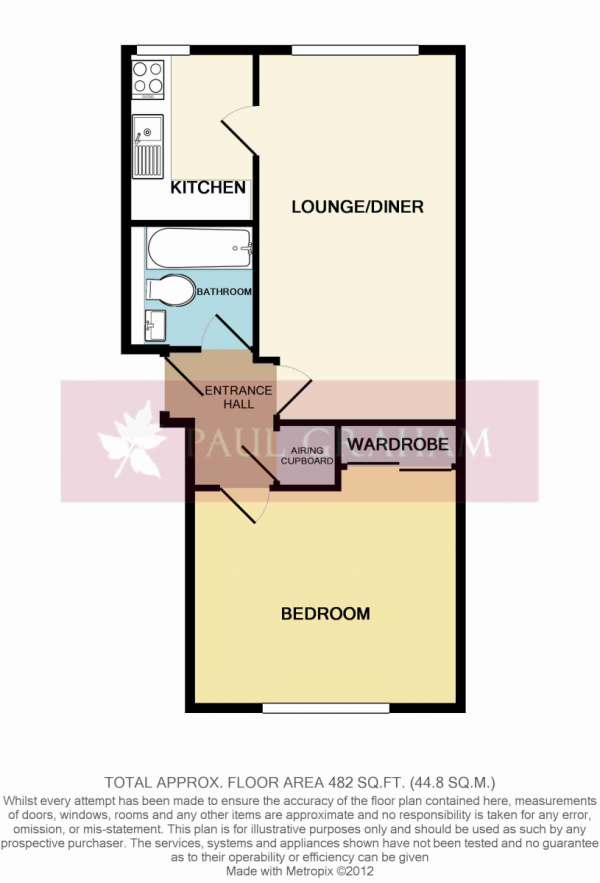 Floor Plan Image for 1 Bedroom Flat to Rent in Marlow House, BEDDINGTON