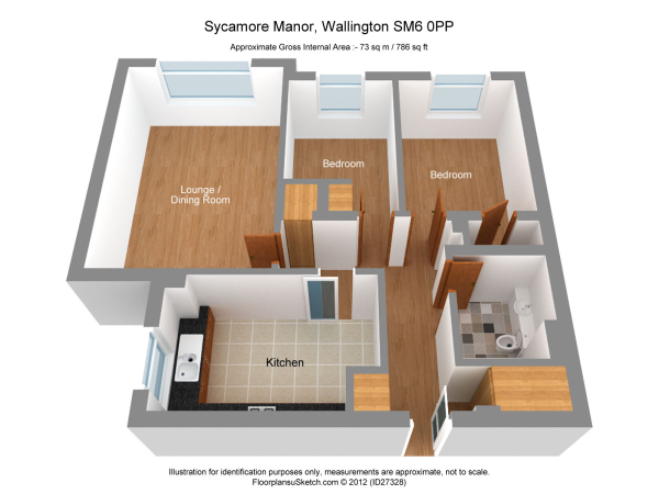Floor Plan Image for 2 Bedroom Flat to Rent in Sycamore Manor, SOUTH WALLINGTON