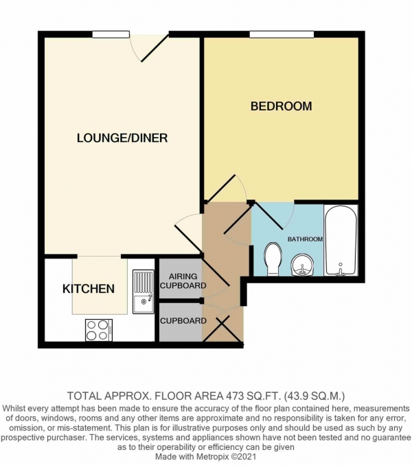 Floor Plan for 1 Bedroom Ground Flat for Sale in Heron Way