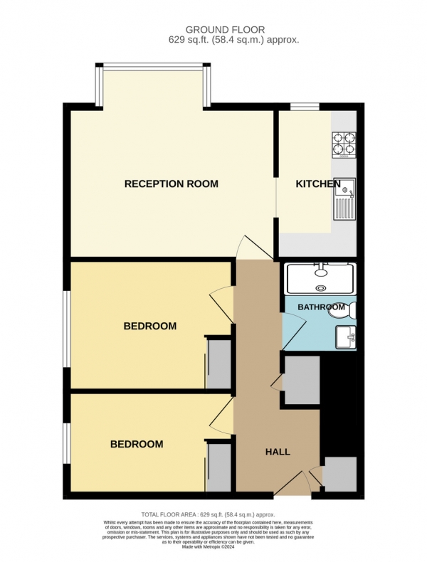 Floor Plan Image for 2 Bedroom Ground Flat for Sale in Demesne Road, Wallington