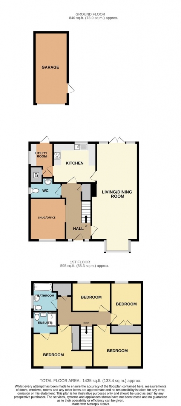 Floor Plan Image for 4 Bedroom Detached House for Sale in Oaklands Way, South Wallington