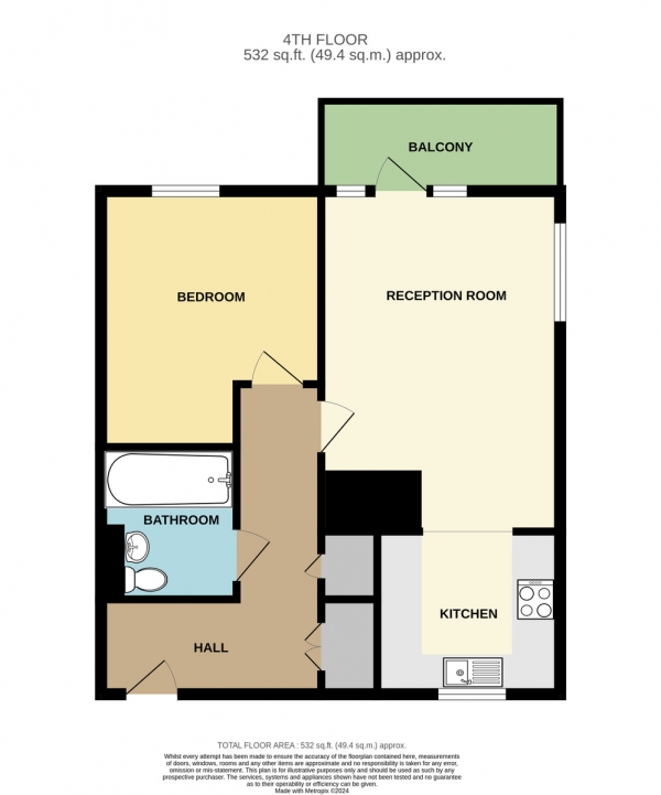 Floor Plan Image for 1 Bedroom Apartment for Sale in London Road, Hackbridge