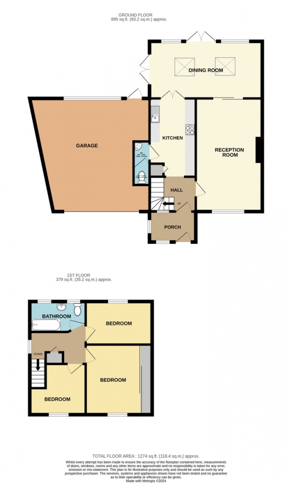 Floor Plan Image for 3 Bedroom End of Terrace House for Sale in Northway, Wallington