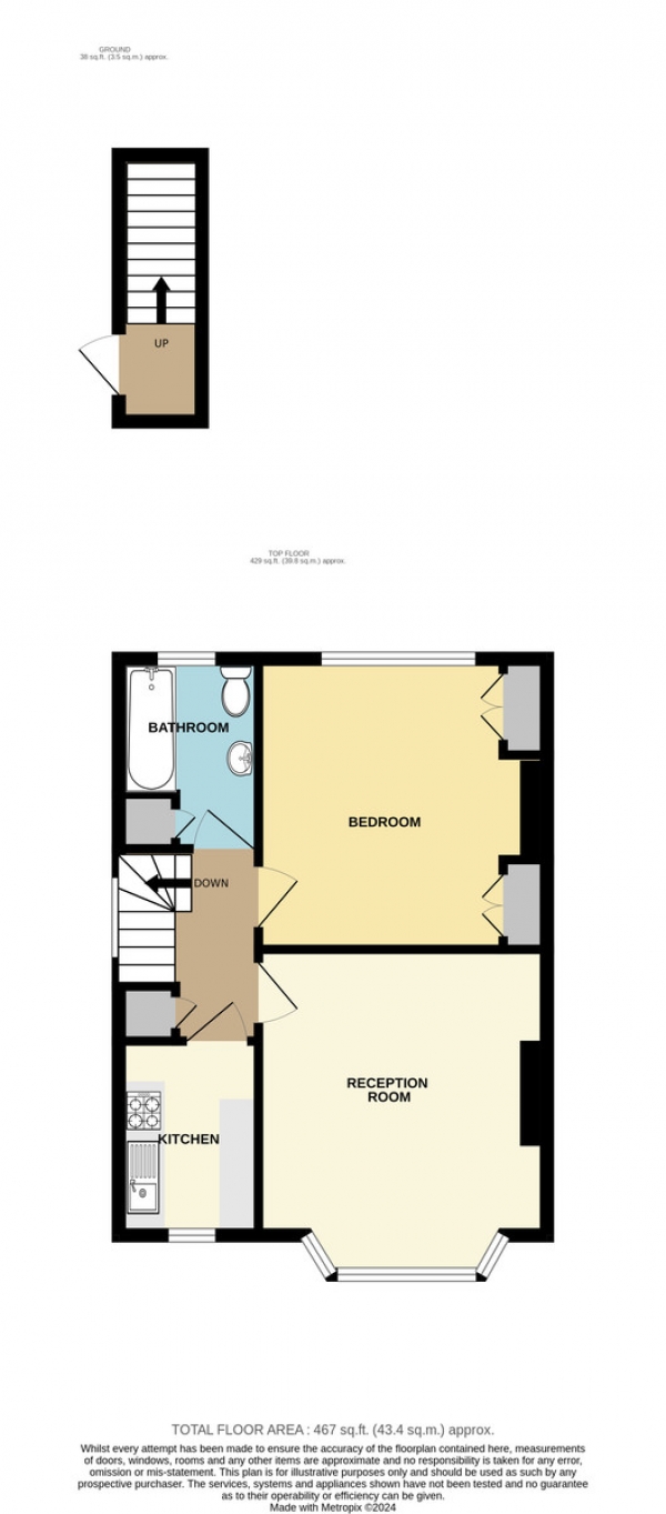 Floor Plan Image for 1 Bedroom Flat for Sale in Limes Avenue, Waddon, Croydon