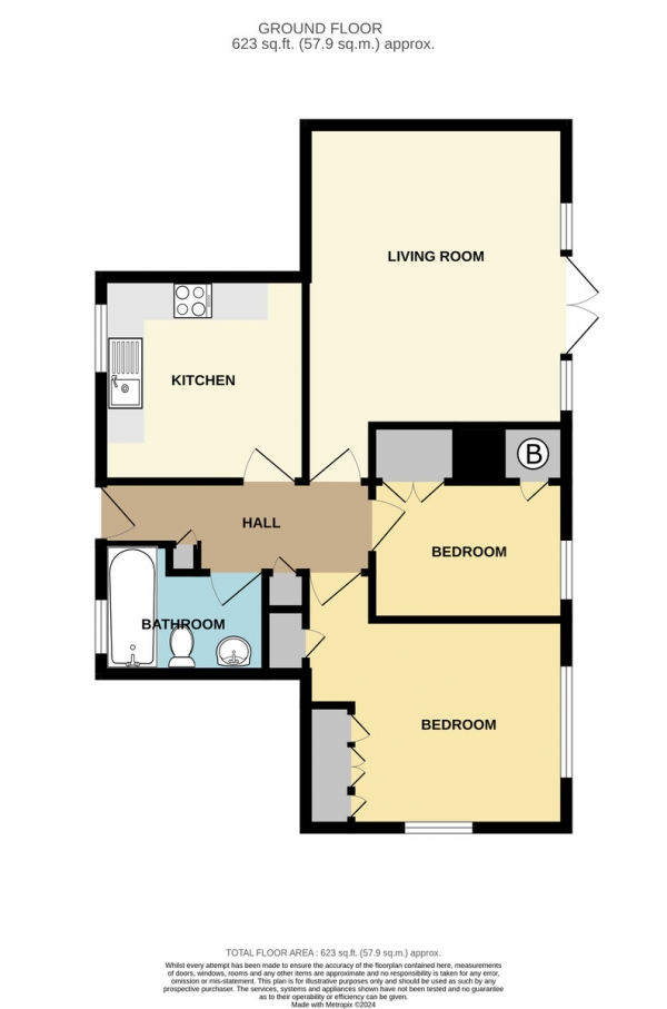 Floor Plan Image for 2 Bedroom Ground Maisonette for Sale in Bond Gardens, Wallington