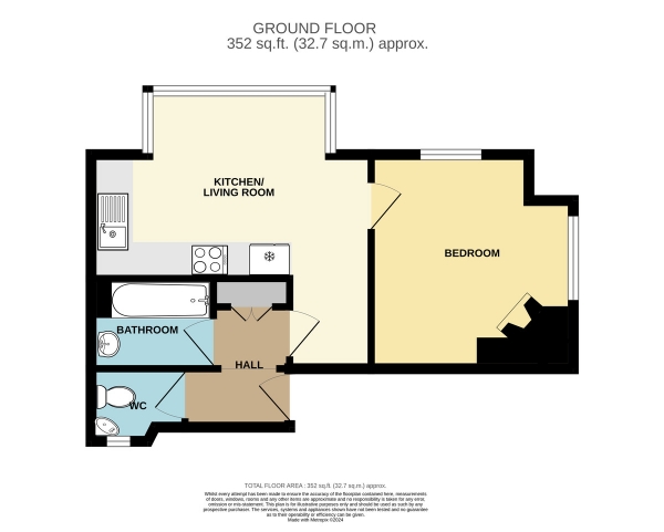 Floor Plan Image for 1 Bedroom Ground Flat for Sale in Park Lane, Wallington