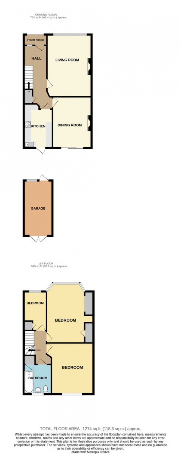 Floor Plan Image for 3 Bedroom End of Terrace House for Sale in Croydon Road, Beddington