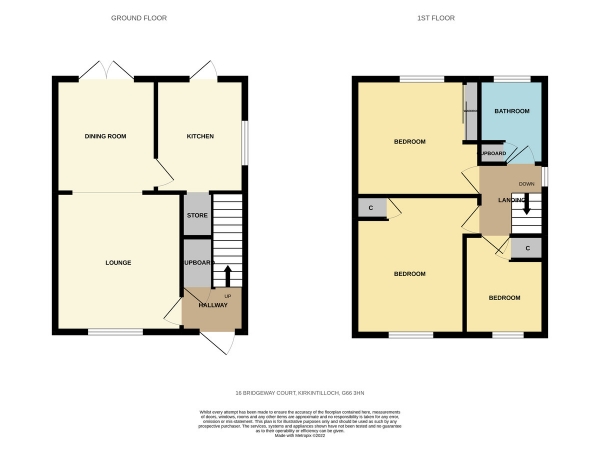 Floor Plan Image for 3 Bedroom Semi-Detached House for Sale in Bridgeway Court, Kirkintilloch