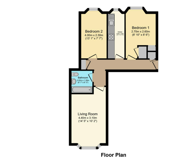 Floor Plan Image for 2 Bedroom Apartment for Sale in 290 Springburn Road, Springburn, Glasgow