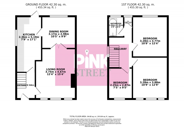 Floor Plan for 3 Bedroom End of Terrace House for Sale in Bryson Road, Portsmouth, PO6, 3NU -  &pound249,995