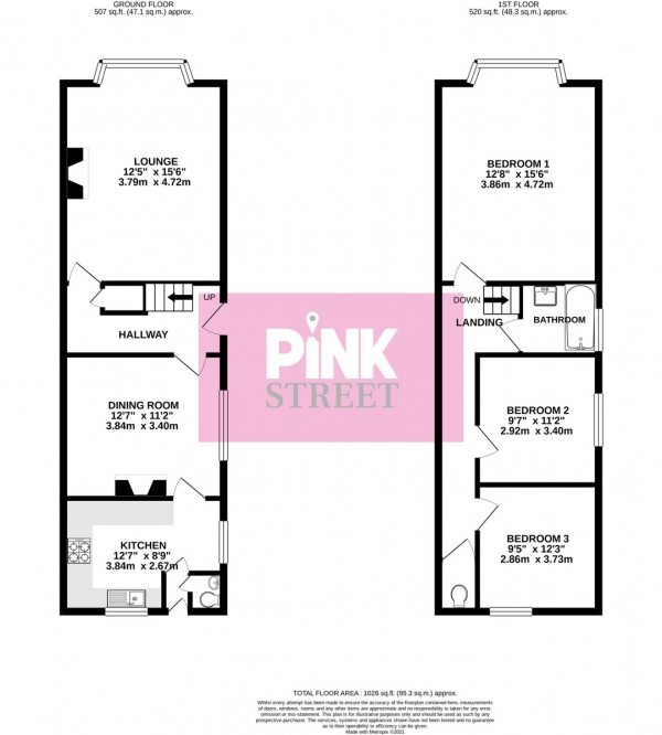 Floor Plan for 3 Bedroom End of Terrace House for Sale in St. Chads Avenue, Portsmouth, PO2, 0SB - Offers in Excess of &pound250,000