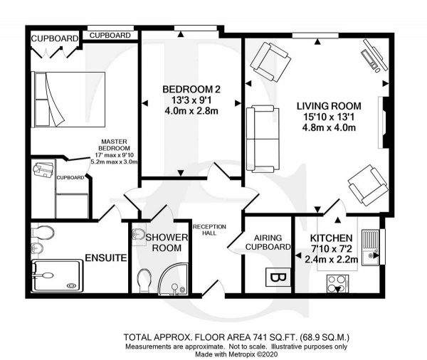 Floor Plan Image for 2 Bedroom Flat for Sale in Wykeham Court,,Wickham