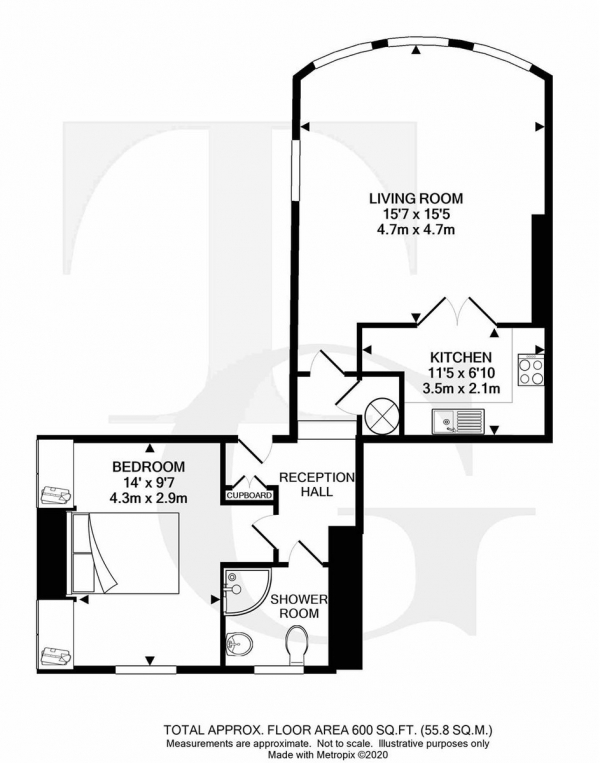 Floor Plan Image for 1 Bedroom Flat for Sale in Upper House Court,,Wickham