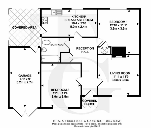 Floor Plan Image for 2 Bedroom Detached Bungalow for Sale in Rosewood,Outlands Lane,Curdridge