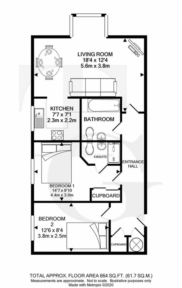 Floor Plan Image for 2 Bedroom Flat for Sale in Cardingham Court,,Knowle Village