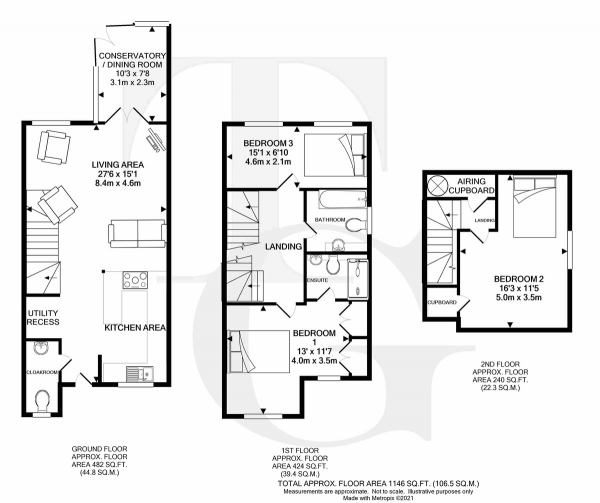 Floor Plan Image for 3 Bedroom Detached House for Sale in Mosse Court,,Wickham