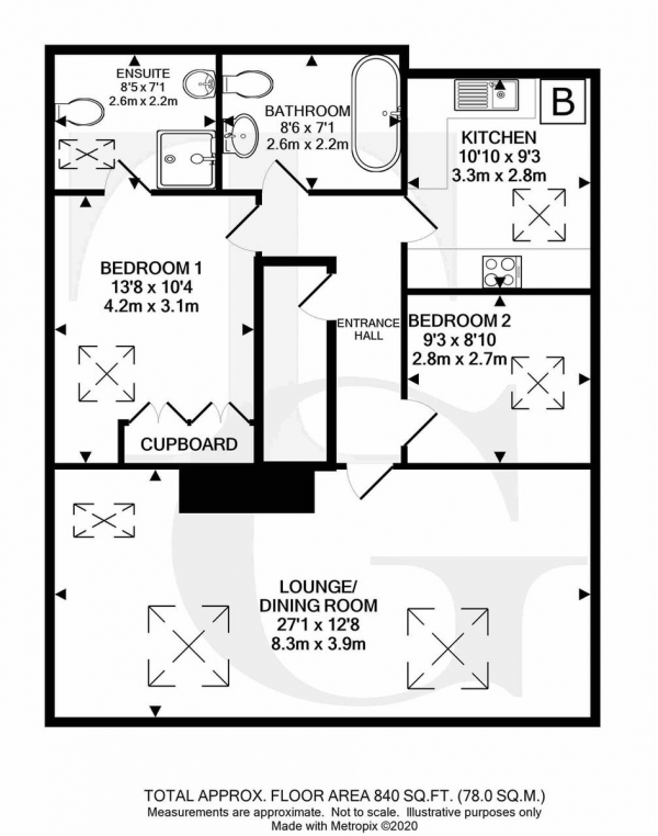 Floor Plan Image for 2 Bedroom Flat for Sale in Borland House,Bere Farm Lane,North Boarhunt