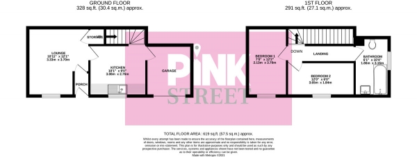 Floor Plan for 2 Bedroom End of Terrace House for Sale in Burleigh Road, Portsmouth, PO1, 5RL -  &pound175,000