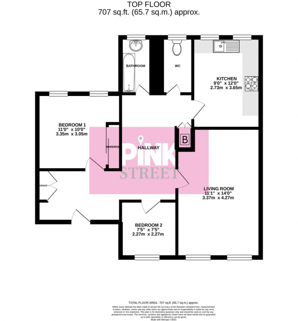 Floor Plan Image for 2 Bedroom Flat for Sale in Wickham Croft, Wickham